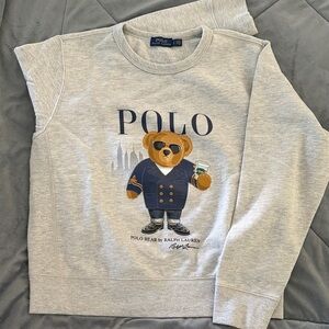 Polo by Ralph Lauren Gray Sweater with Bear Graphic